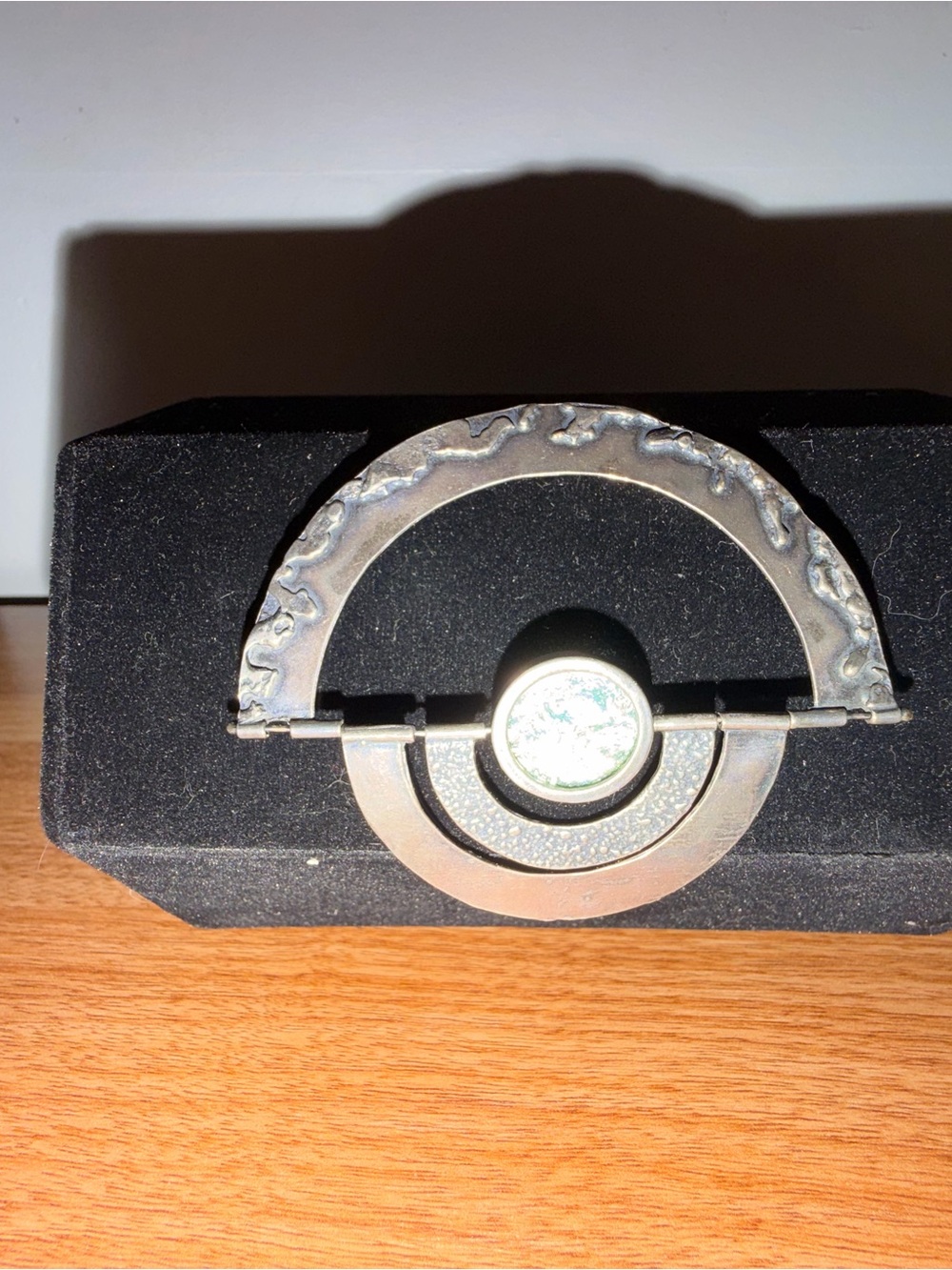 Sterling Silver and Mother of Pearl Modern Archaic Circle Brooch/necklace